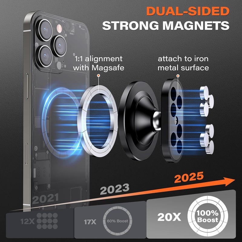 A2C All-Metal Gym Magnetic Phone Holder, High-End Workout Gift for Men Women [Strongest Dual Magnet] Attach to Iron Metal Portable Integrated Gym Phone Mount for iPhone 17 16 15 14 13 12 Series(Black) - Image 4